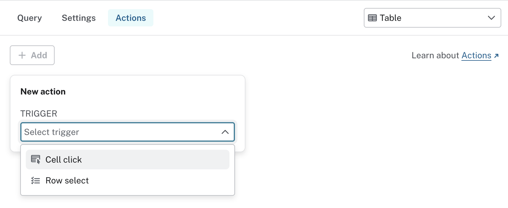 dashboard actions