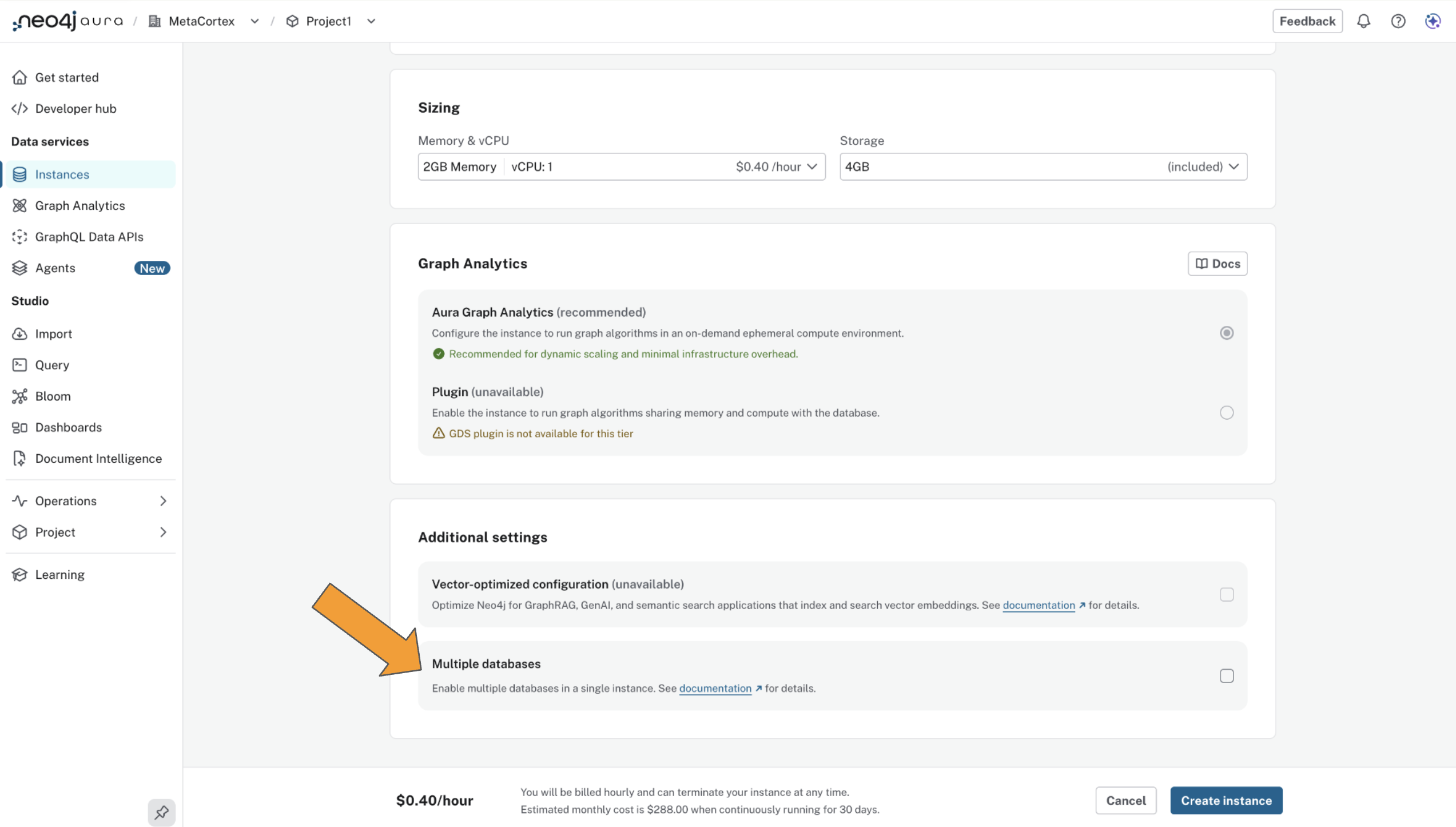 Multiple databases toggle