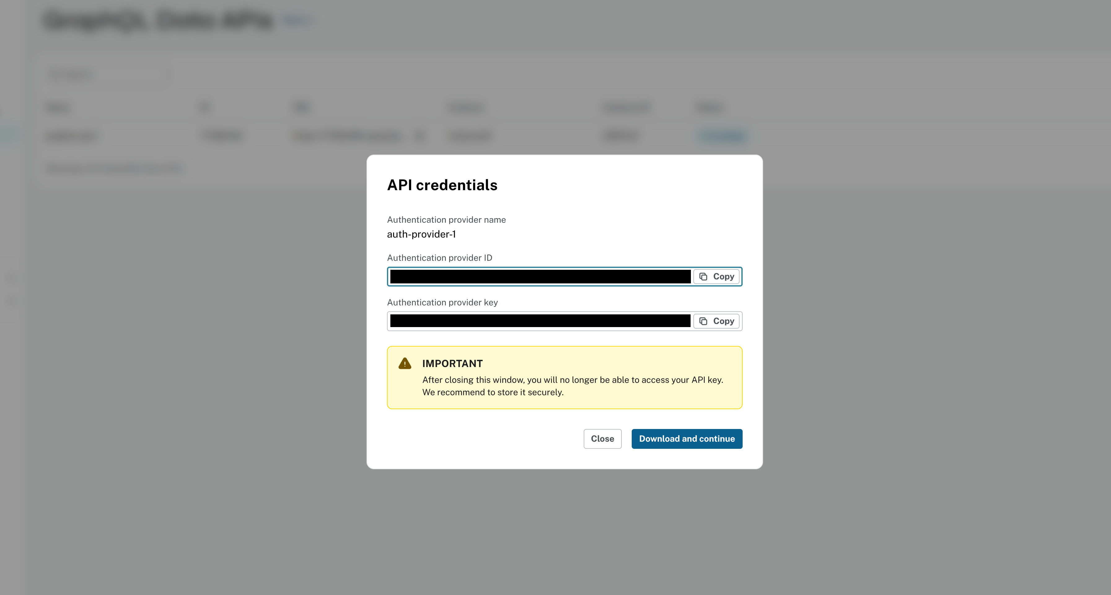 save api key