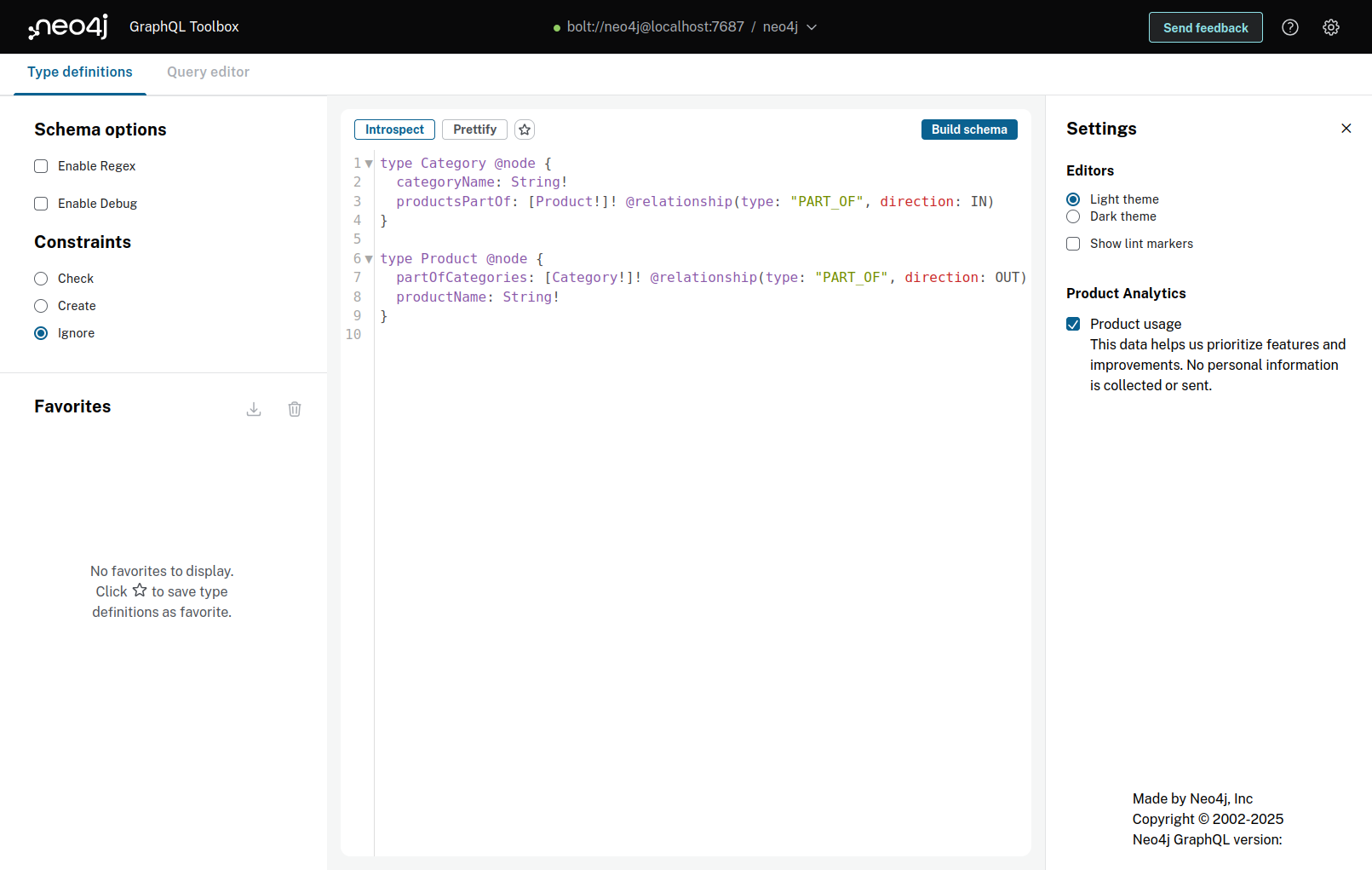 GraphQL Toolbox schema view
